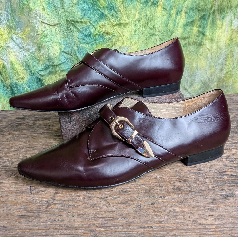 Pour La Victoire Burgundy Leather Loafers